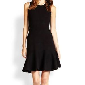 Kate Spade Buenos Aires Black Knit Keyhole Back Fluted Hem Sweater Dress S